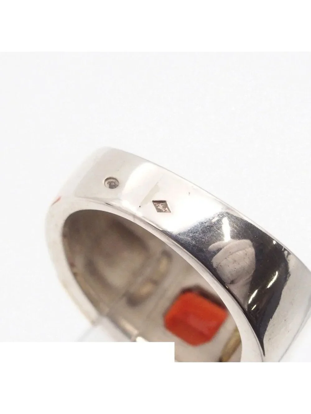 Hermes Ring Silver Yellow Gold Garnet Vintage